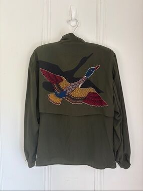 Vintage 100% Silk Pancaldi & B Made in Italy Blouse Mallard Duck